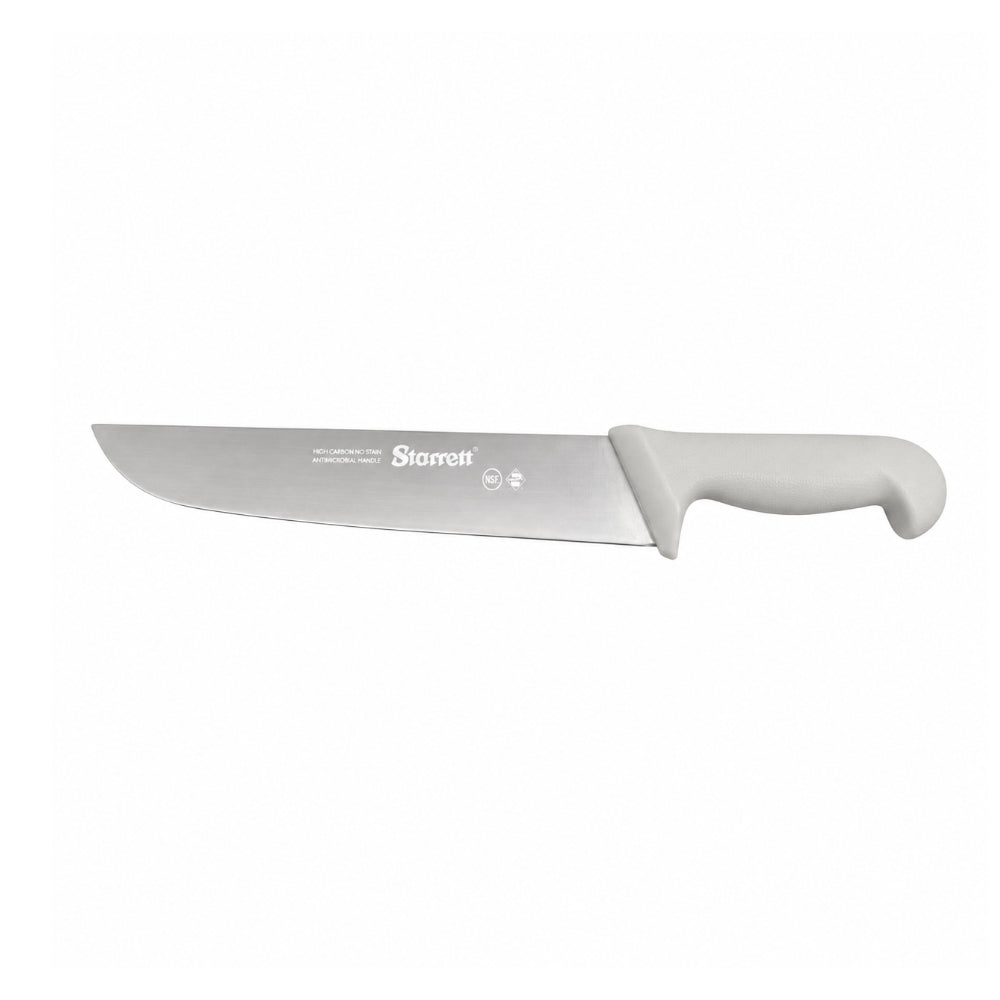 Cuchillo carnicero lamina recta ancha mango blanco