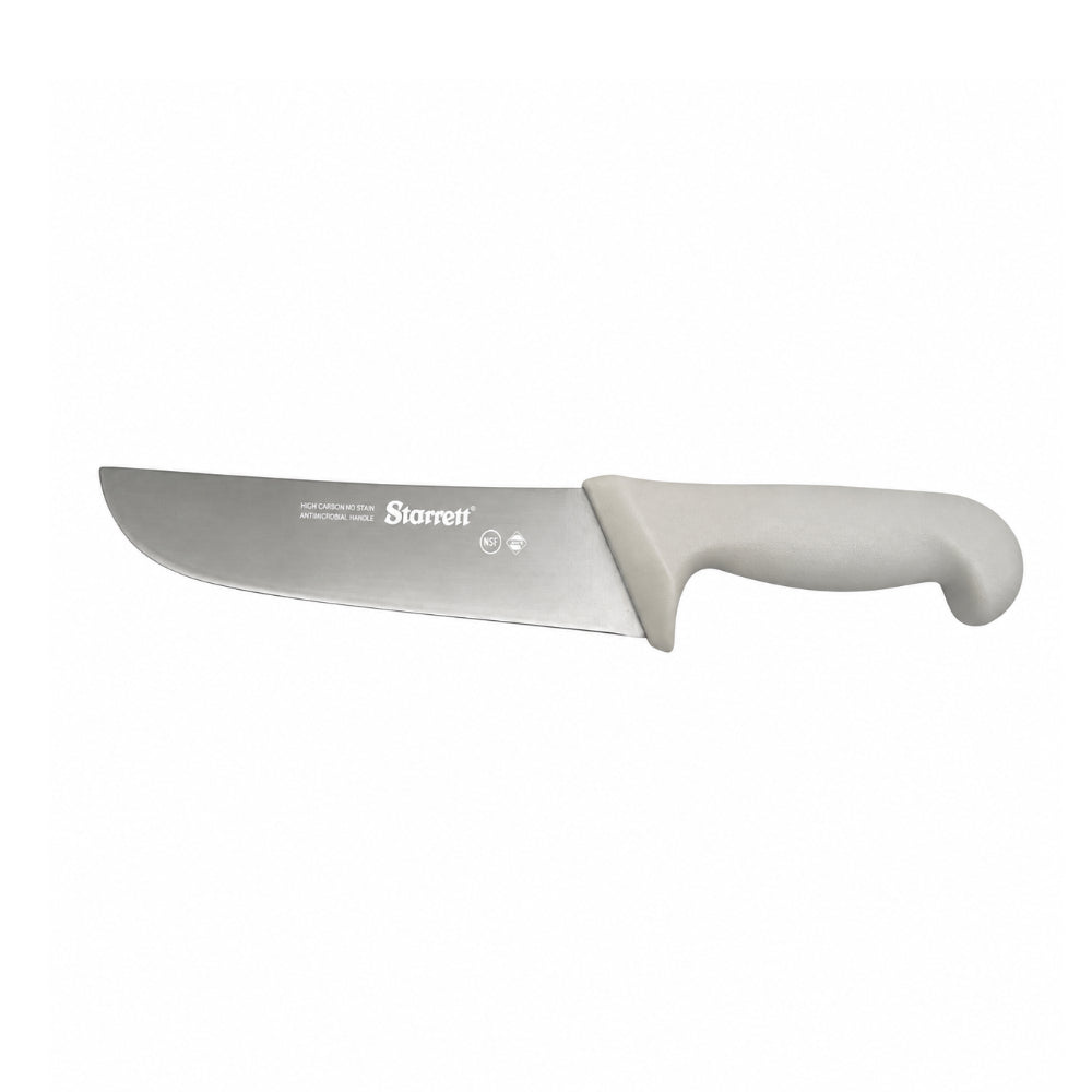 Cuchillo carnicero lamina recta ancha mango blanco