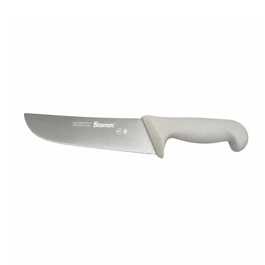 Cuchillo carnicero lamina recta ancha mango blanco