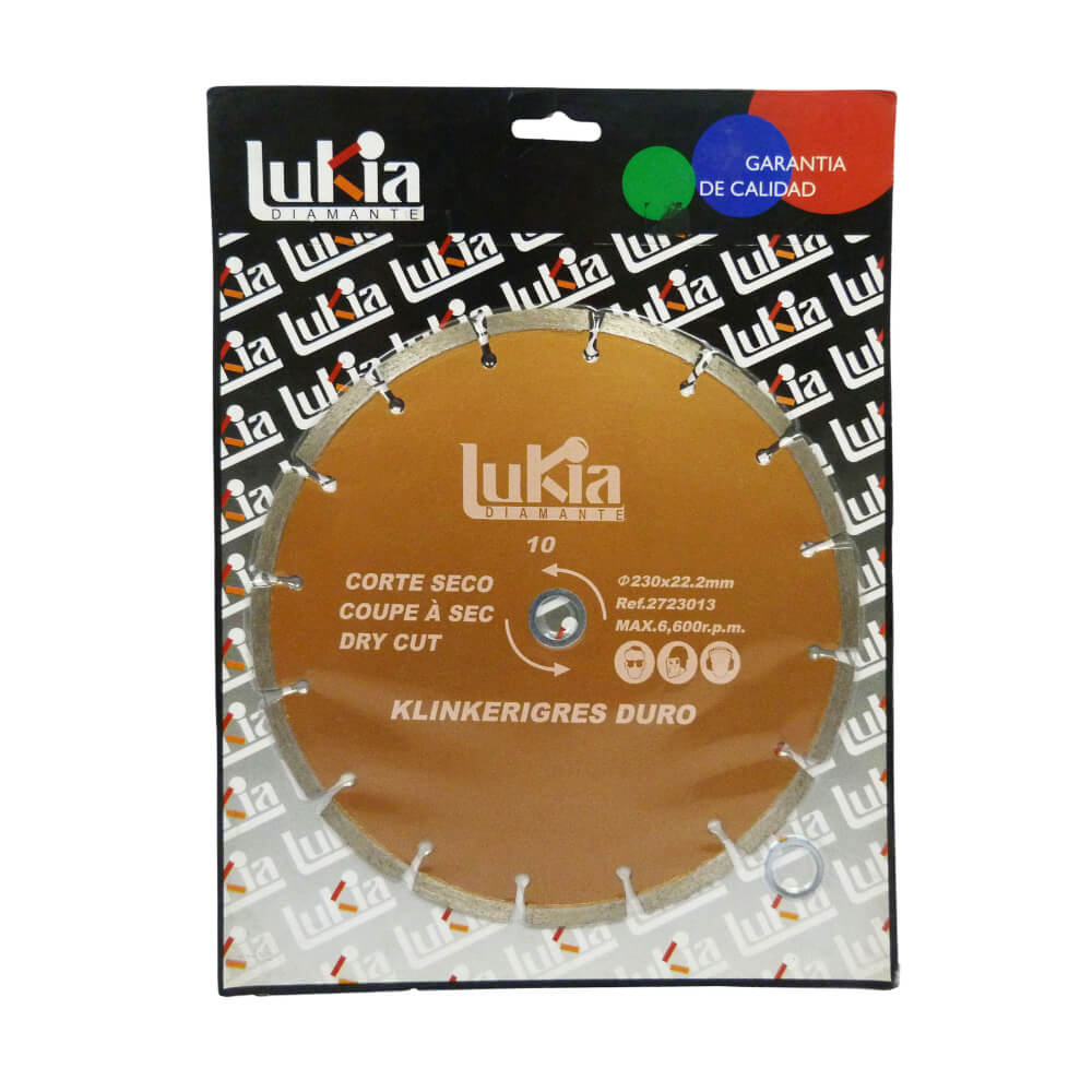 Disco diamantado corte seco profesional segmentado 9 Pulgadas x 22.2 Dorado 2723013 Lukia