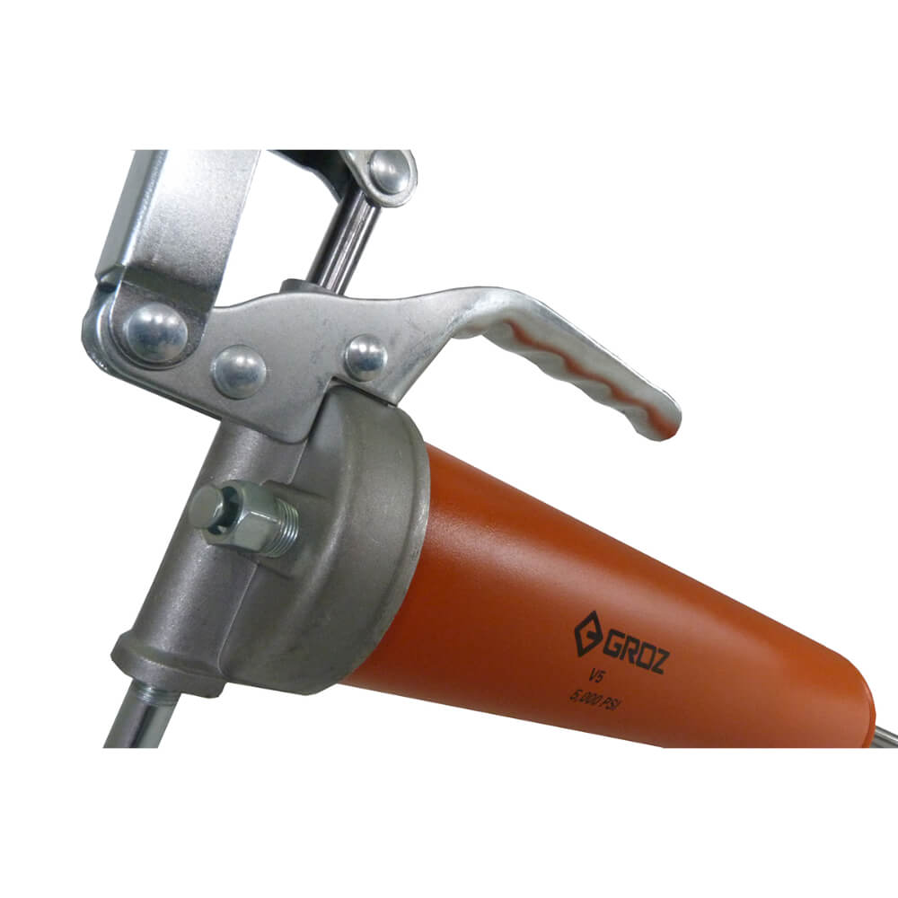 Engrasadora manual pico rigido 1 libra 5000 psi color naranja V5R/N Groz