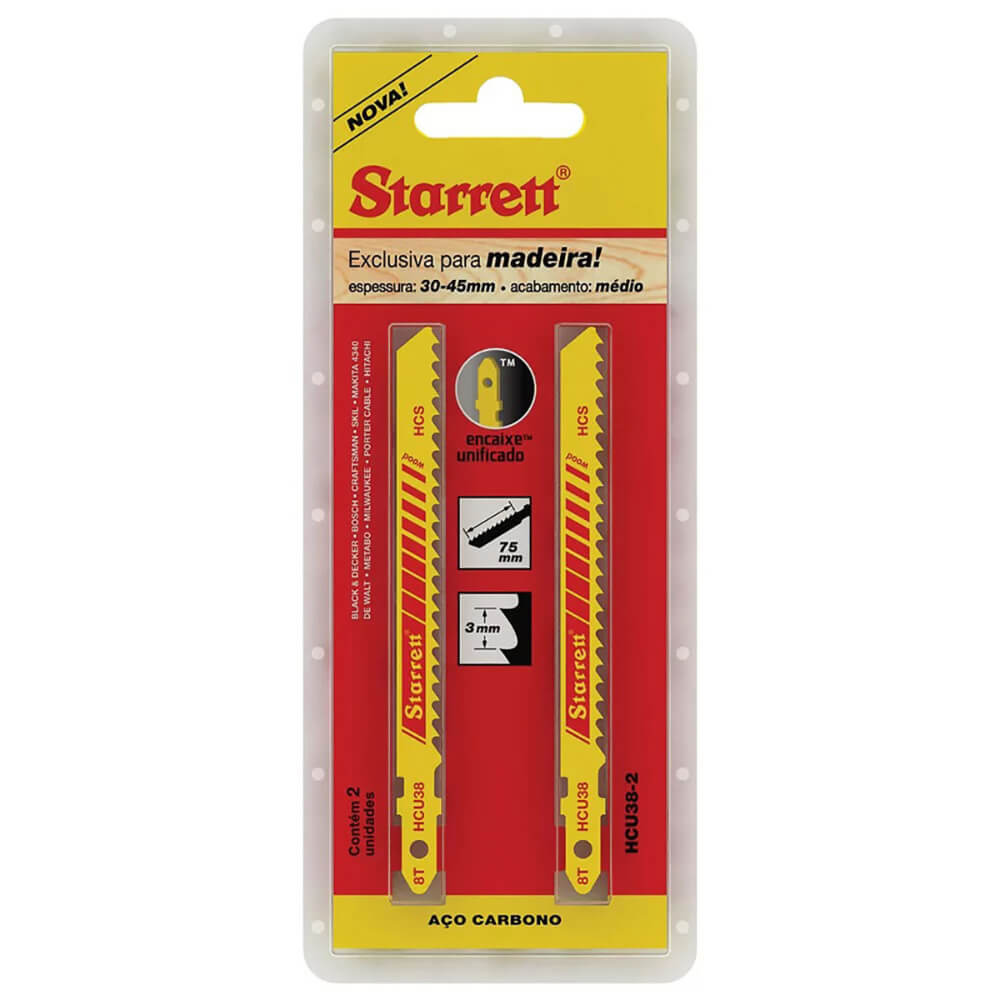 Hojas sierra caladora para madera 3x8 dientes alto carbono 2 piezas HCU38-2 Starrett