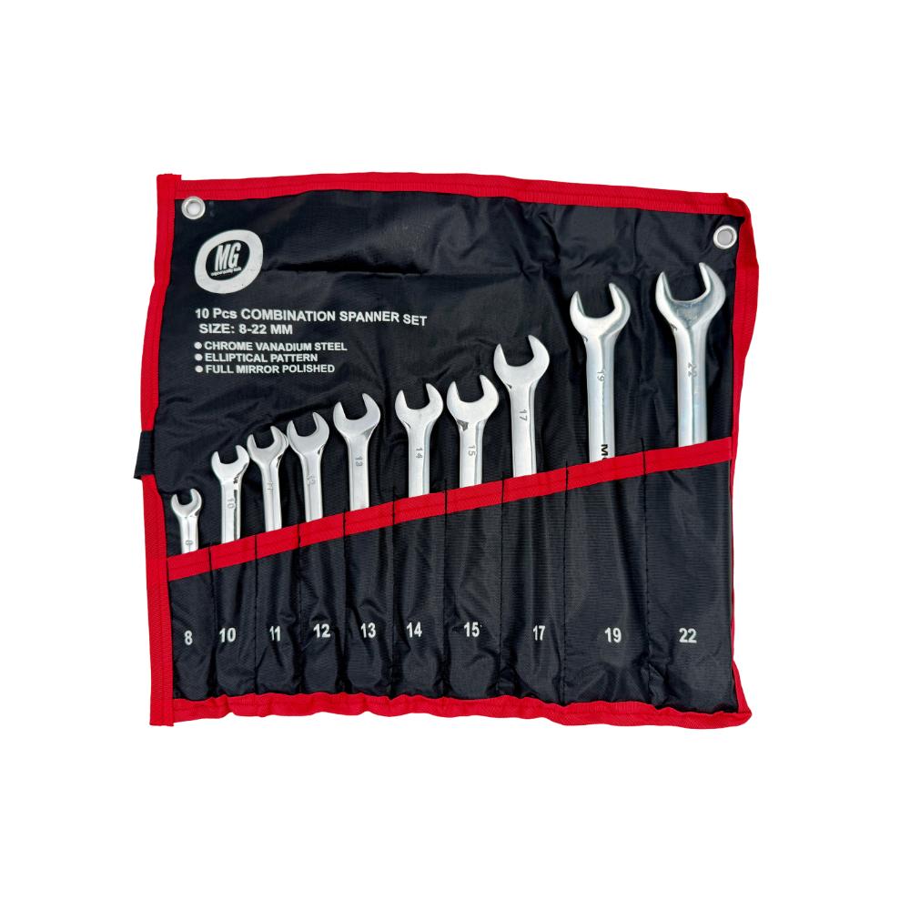 Juego de llaves combinadas brillantes milimétricas estuche en lona bjt196e MG Black Jack