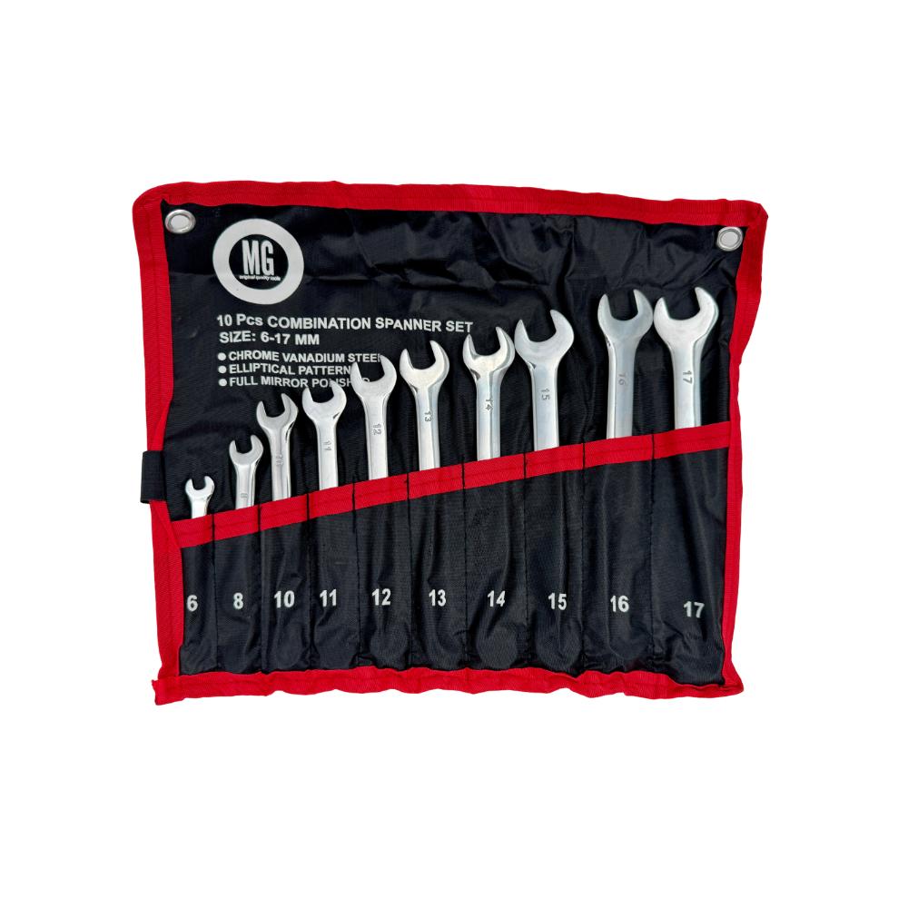 Juego de llaves combinadas brillantes milimétricas estuche en lona bjt196e MG Black Jack