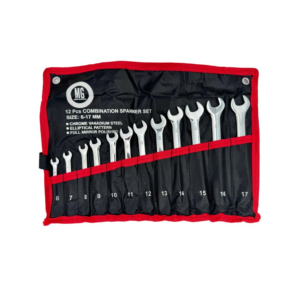 Juego de llaves combinadas brillantes milimétricas estuche en lona bjt196e MG Black Jack