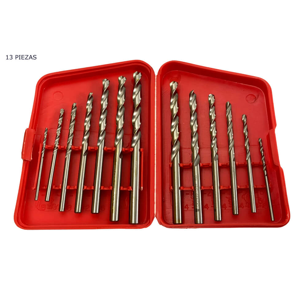 Juego De Brocas Hss Brillante 13 Piezas 1/16 A 1/4 Tivoly