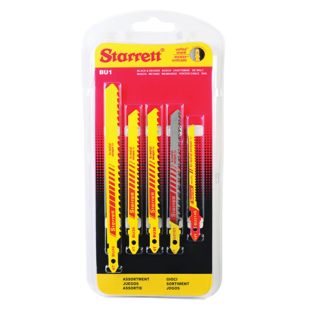 Juego de sierra caladora bimetal 5 piezas (4 madera, 1 multiusos) BU-1 Starrett