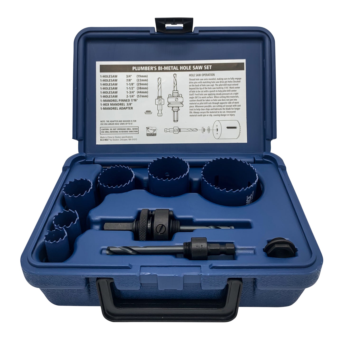 Juego de sierra copas hss 9 piezas 3/4 a 2.1/4 9592d Blumol