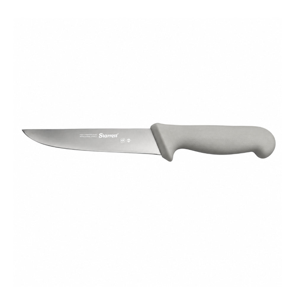 Cuchillo carnicero lamina recta ancha mango blanco