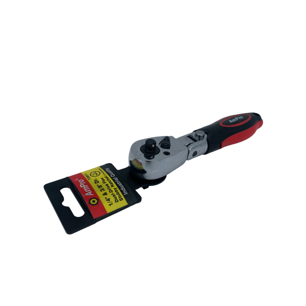 Ratchet dual flexible corto 1/4" & 3/8" con bloqueo de seguridad T29873 Ampro