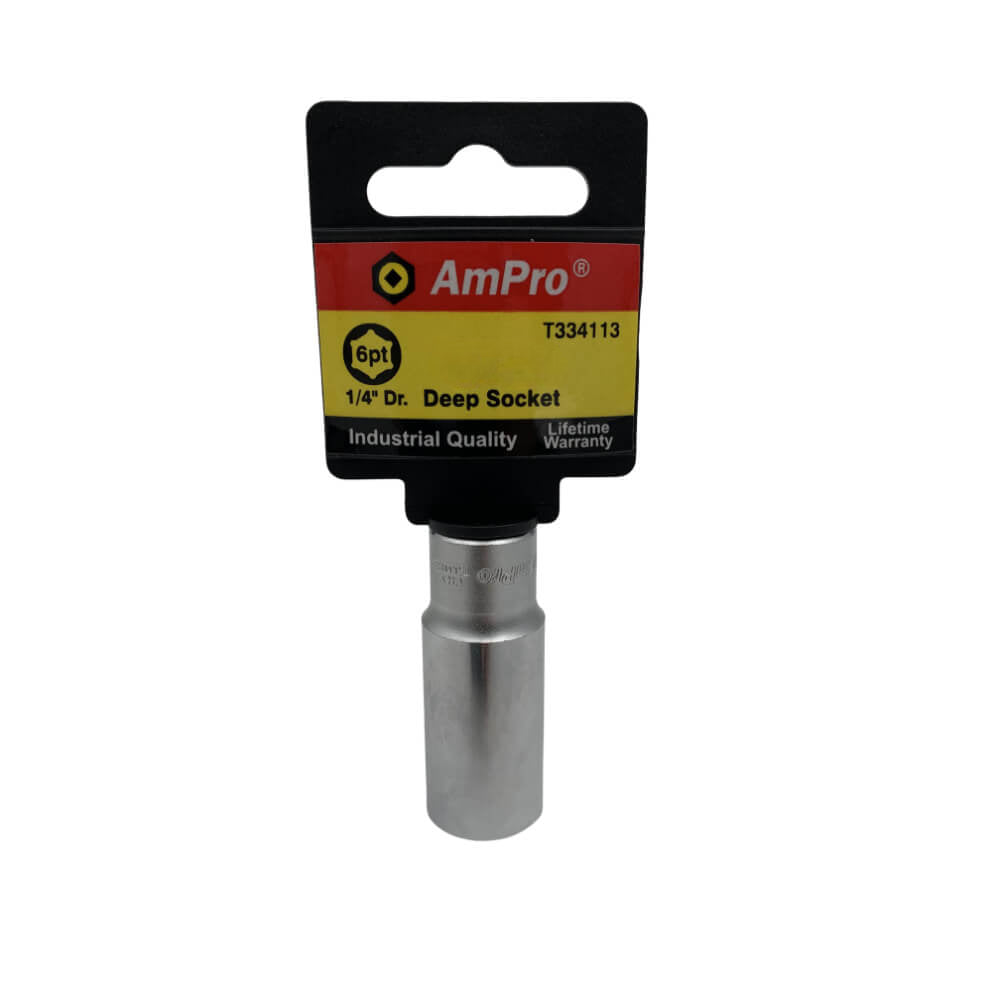 Copa en pulgadas larga acero cromo vanadio cuadrante 1/4" x 6 puntos Ampro