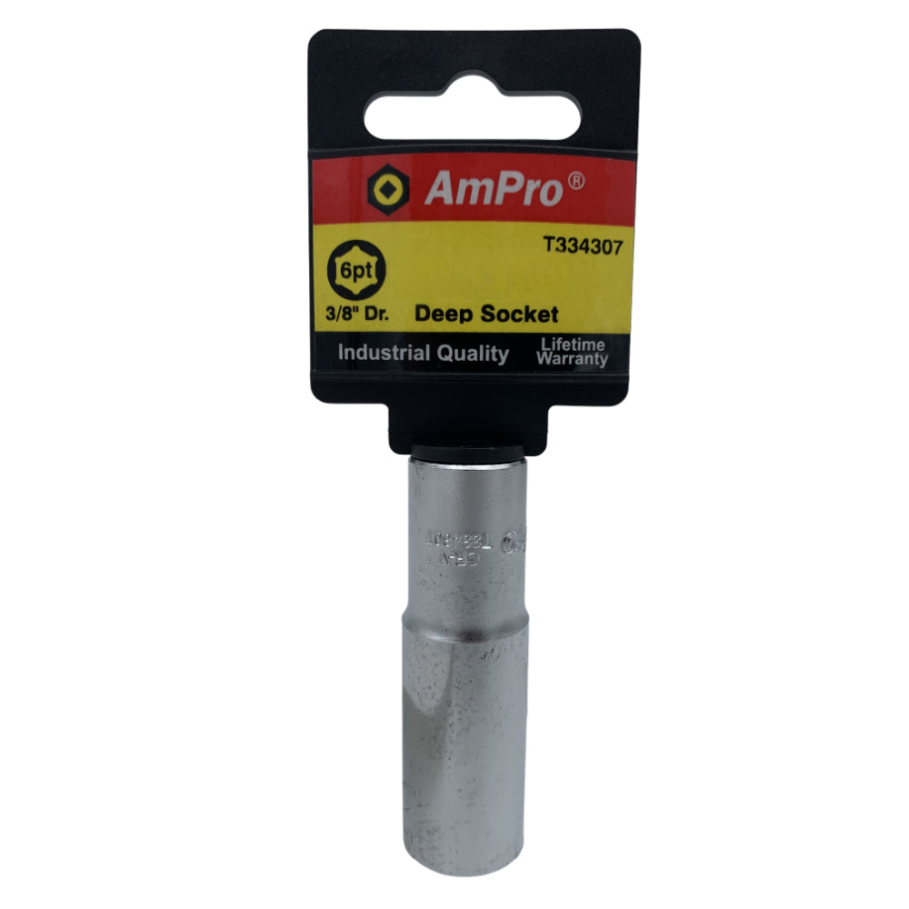 Copa en pulgadas larga acero cromo vanadio cuadrante 3/8" x 6 puntos Ampro
