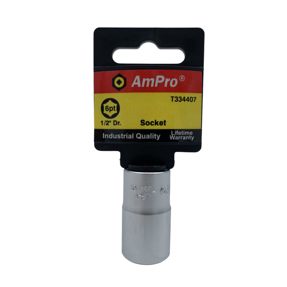 Copa en pulgadas corta acero cromo vanadio cuadrante 1/2" x 6 puntos Ampro