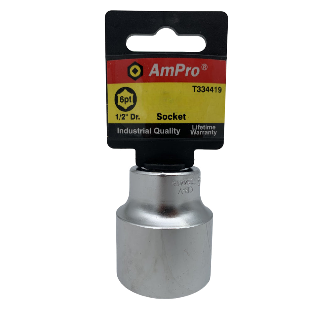 Copa en pulgadas corta acero cromo vanadio cuadrante 1/2" x 6 puntos Ampro
