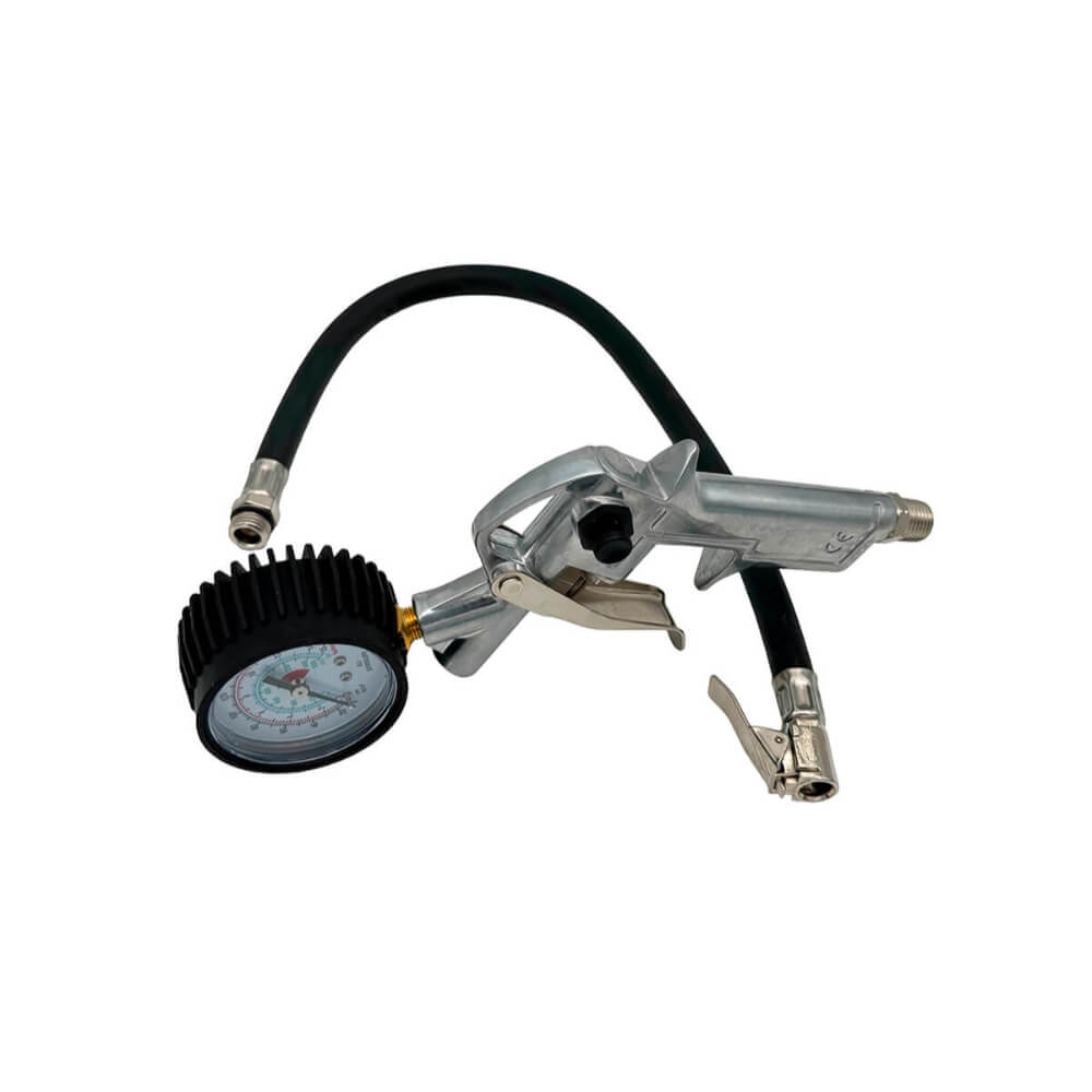 Inflador y calibrador tipo pistola con manometro y maguera 220PSI (PSI,BAR,KPA,KG/CM2) TG-5 MG Wufu