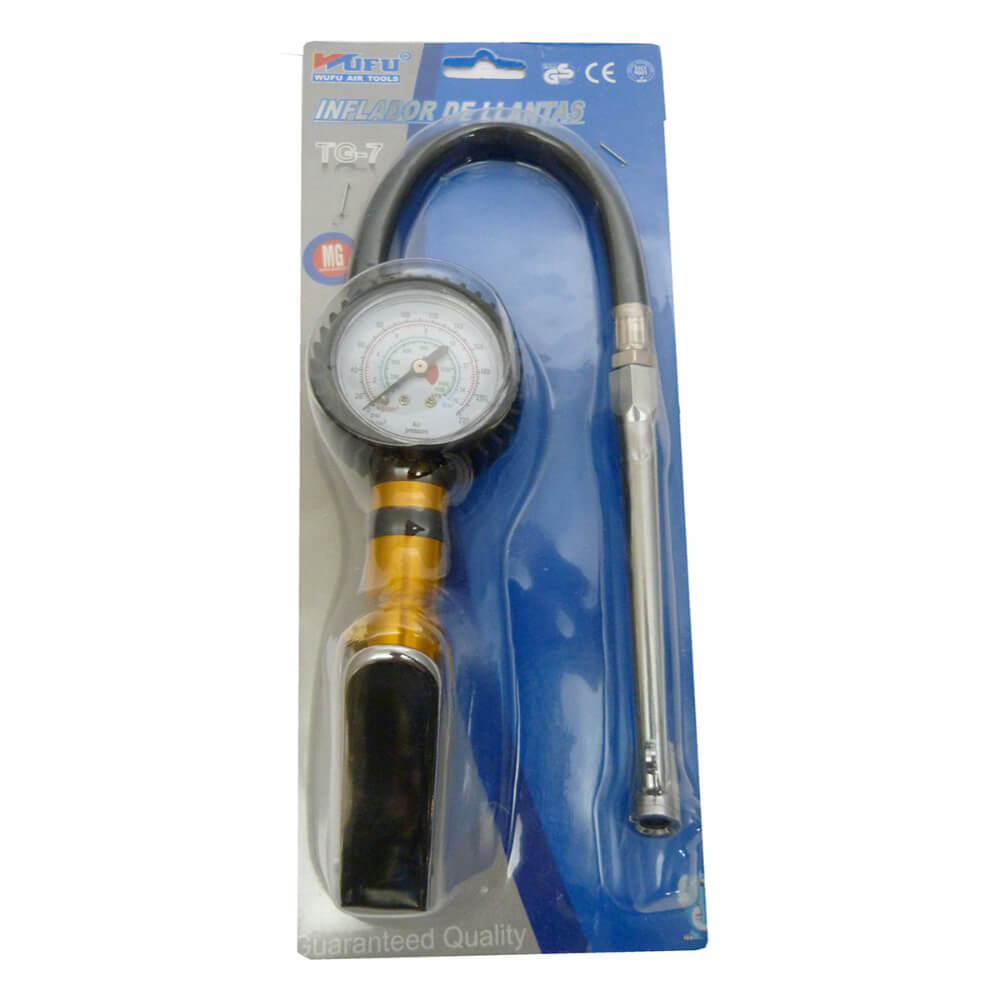Valvula inflar con manometro 170 PSI TG-7 MG Wufu