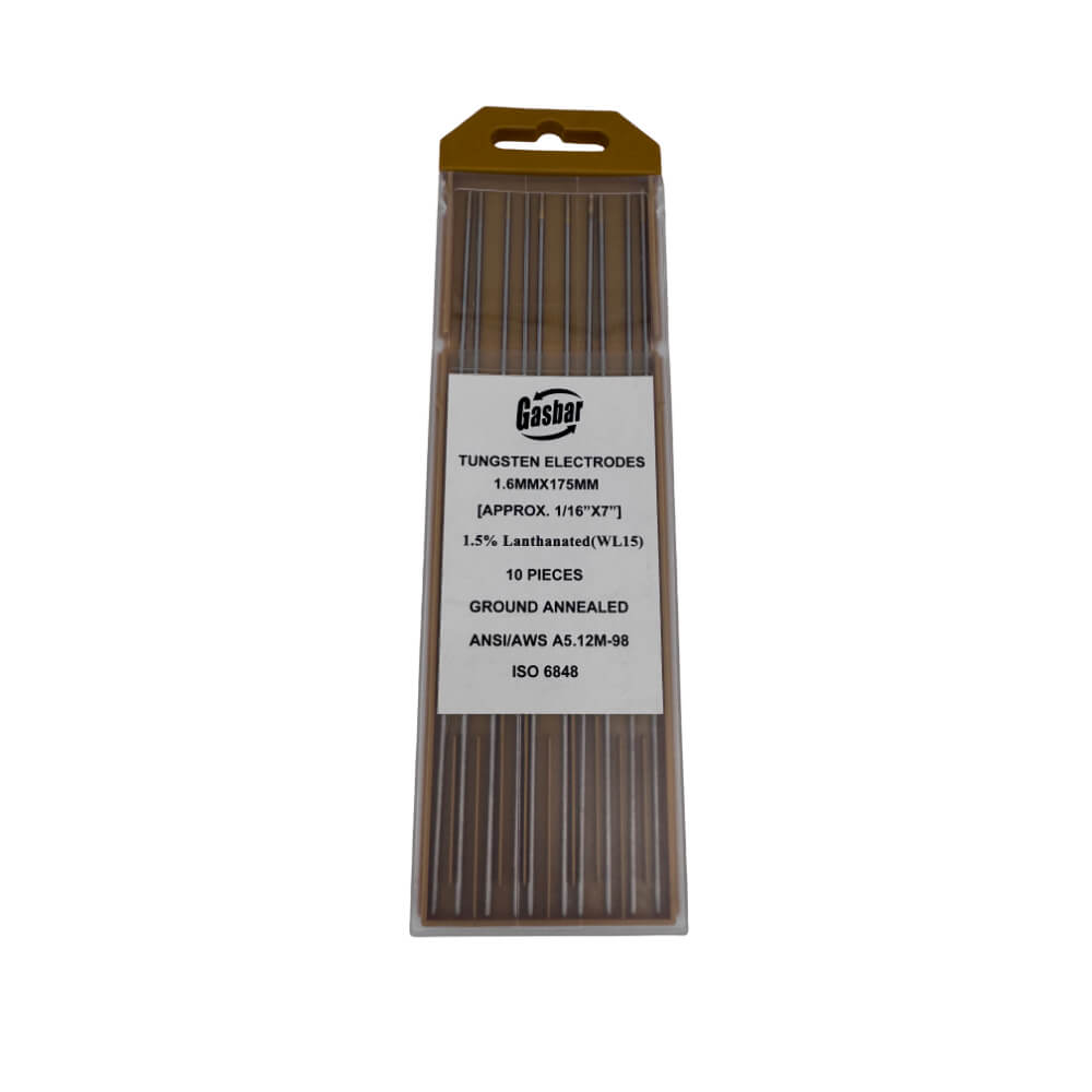 Electrodo de tugsteno dorado 175mm x 10 unidades WL15 MG Gasbar Kimpin