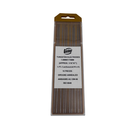Electrodo de tugsteno dorado 175mm x 10 unidades WL15 MG Gasbar Kimpin