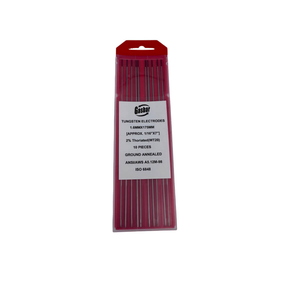 Electrodo de tugsteno rojo 175mm x 10 unidades WT20 MG Gasbar Kimpin