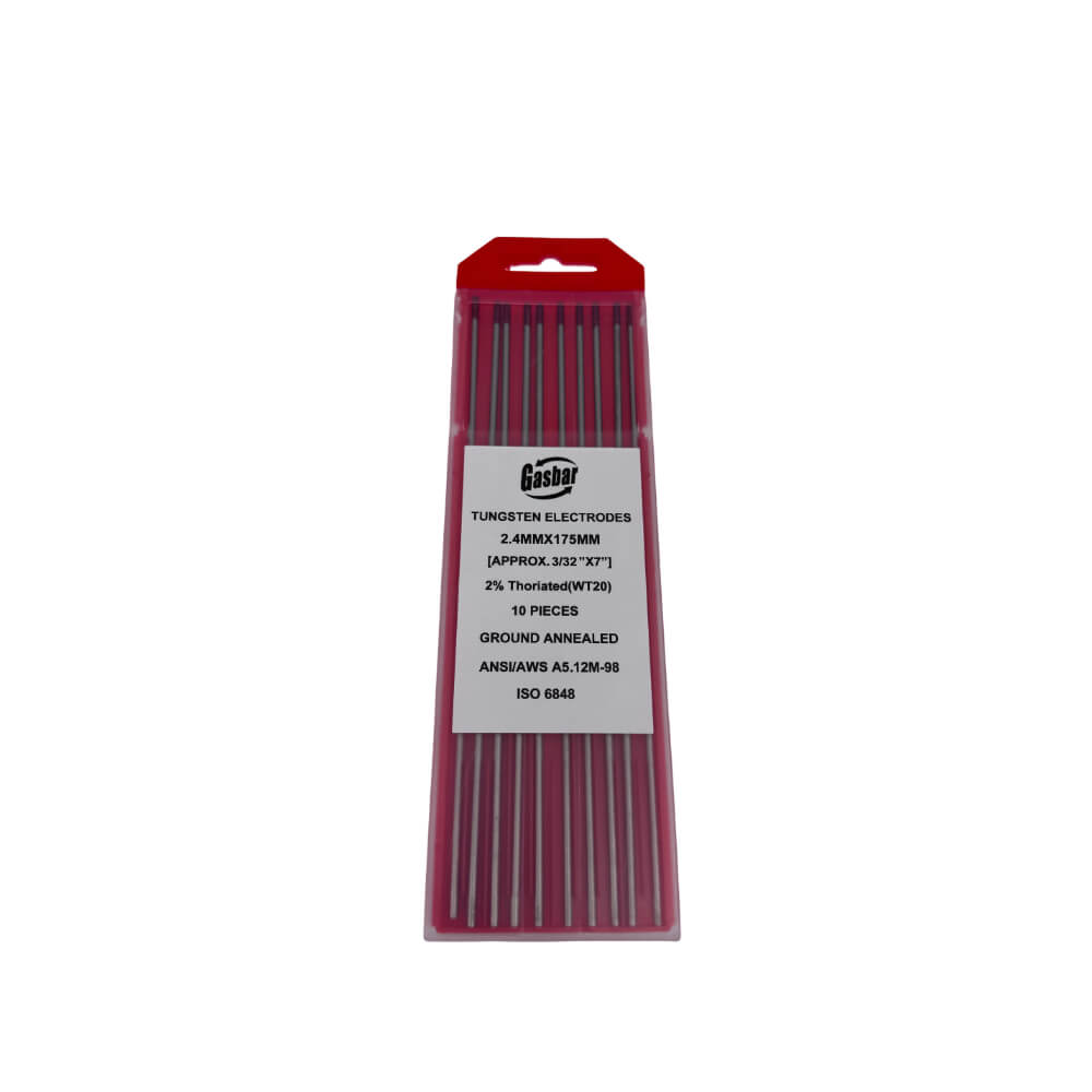 Electrodo de tugsteno rojo 175mm x 10 unidades WT20 MG Gasbar Kimpin