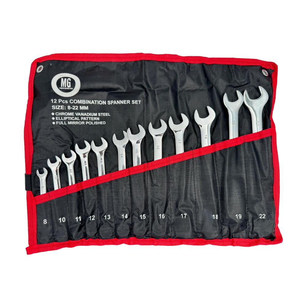 Juego de llaves combinadas brillantes milimétricas estuche en lona bjt196e MG Black Jack